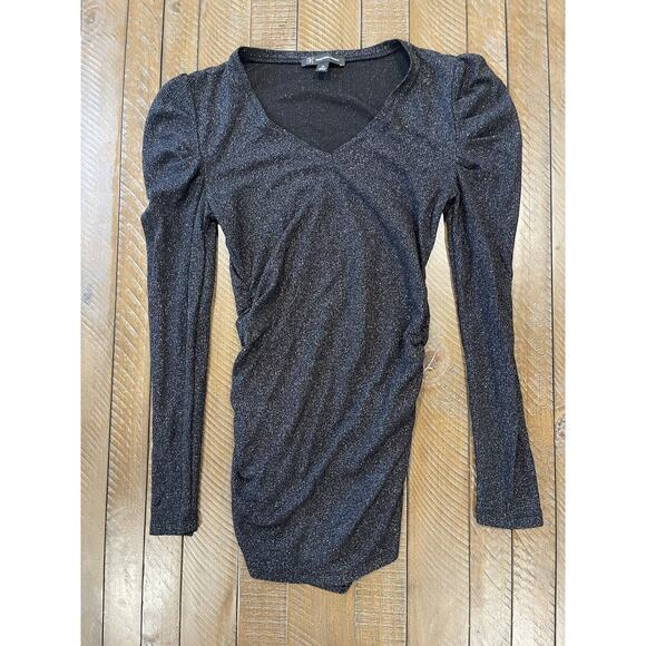 INC Shimmery Black V Neck Top Size XS - Picture 1 of 2